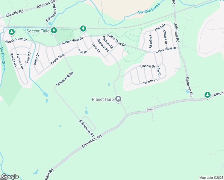 map of restaurants, bars, coffee shops, grocery stores, and more near 3836 Orchard Road in Macungie