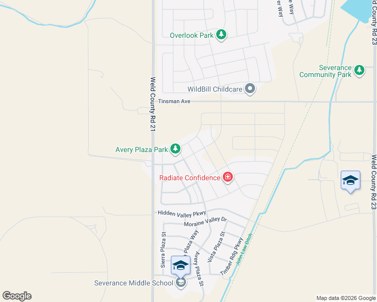map of restaurants, bars, coffee shops, grocery stores, and more near 1085 Long Meadows Street in Severance