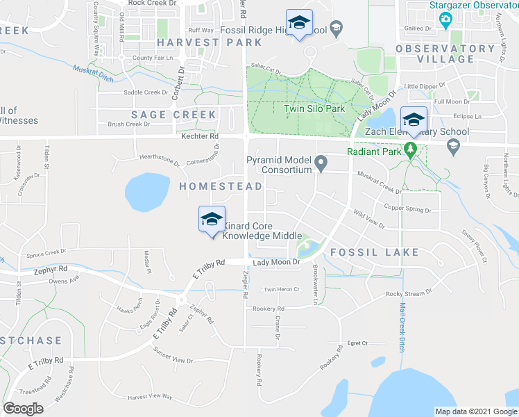 map of restaurants, bars, coffee shops, grocery stores, and more near 1300 Shallow Pond Drive in Fort Collins
