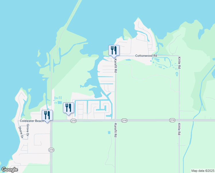 map of restaurants, bars, coffee shops, grocery stores, and more near 5401 Karafit Road in Celina