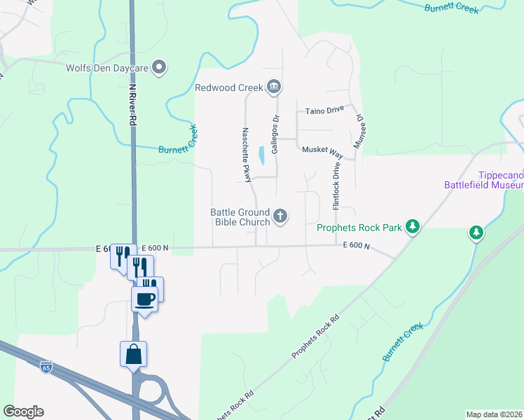 map of restaurants, bars, coffee shops, grocery stores, and more near 6103 Naschette Pkwy in West Lafayette
