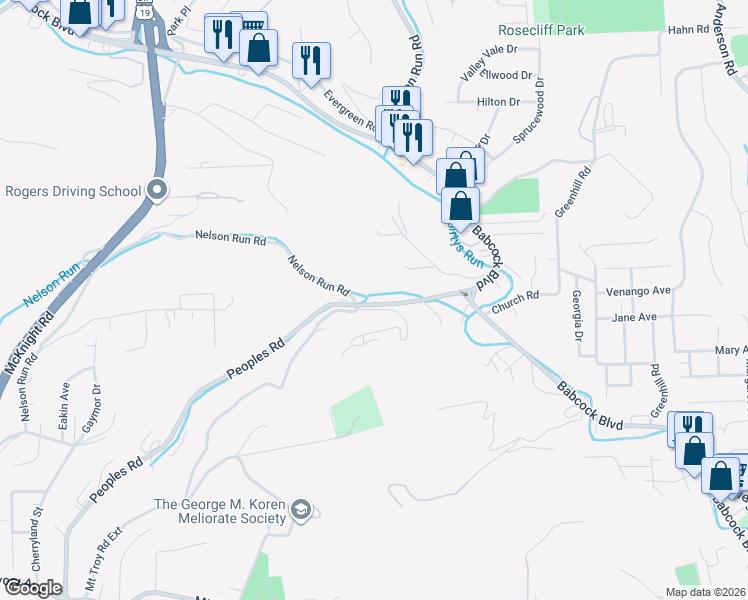 map of restaurants, bars, coffee shops, grocery stores, and more near 4653 Peoples Road in Pittsburgh