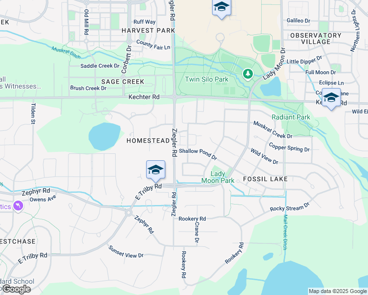 map of restaurants, bars, coffee shops, grocery stores, and more near 5851 Dripping Rock Lane in Fort Collins