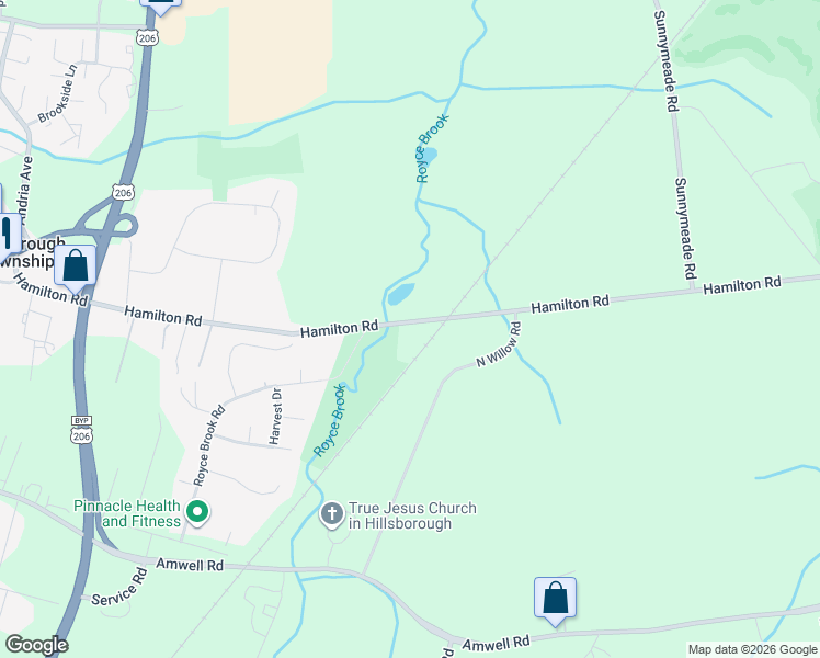 map of restaurants, bars, coffee shops, grocery stores, and more near 72 Hamilton Road in Somerset County