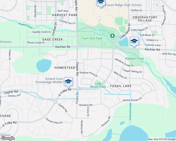 map of restaurants, bars, coffee shops, grocery stores, and more near 5850 Dripping Rock Lane in Fort Collins