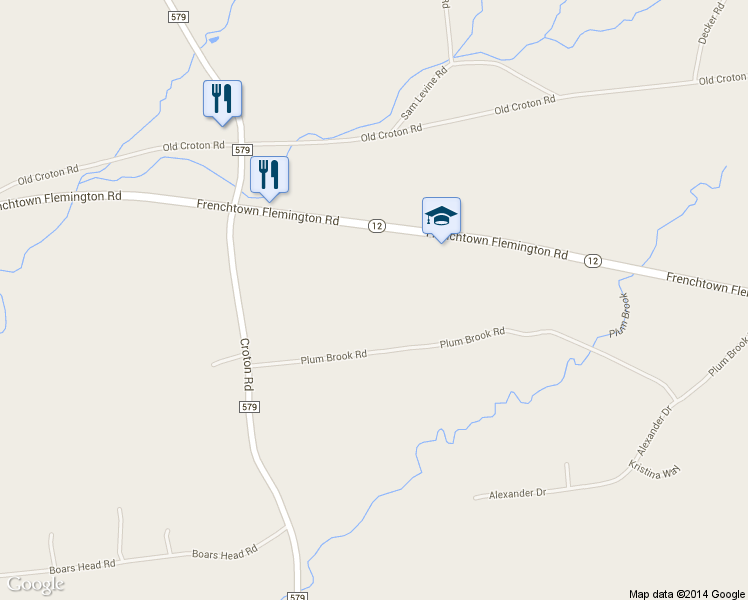 map of restaurants, bars, coffee shops, grocery stores, and more near 92 Plum Brook Rd in Flemington