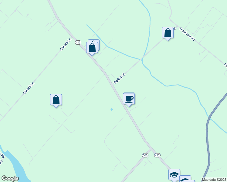 map of restaurants, bars, coffee shops, grocery stores, and more near 4244 Durham Road in Ottsville