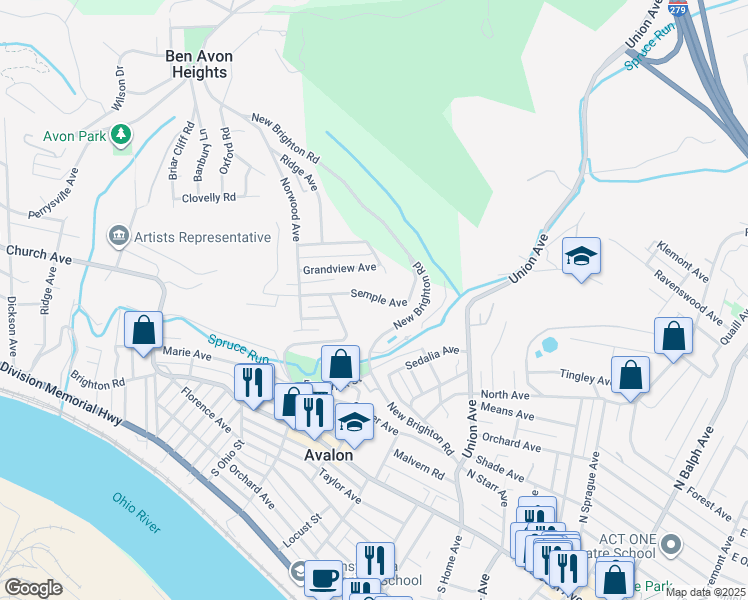 map of restaurants, bars, coffee shops, grocery stores, and more near 748 Semple Avenue in Pittsburgh