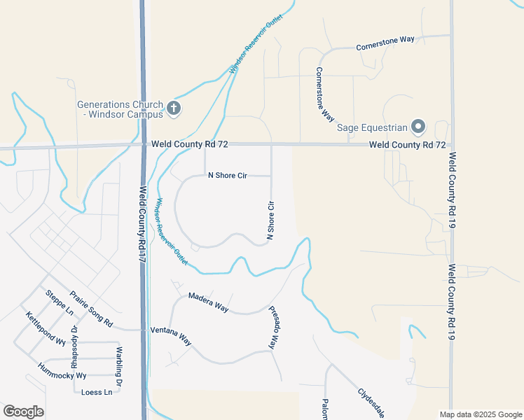 map of restaurants, bars, coffee shops, grocery stores, and more near 309 North Shore Circle in Windsor
