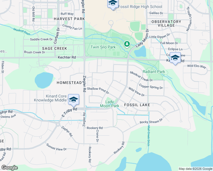 map of restaurants, bars, coffee shops, grocery stores, and more near 3227 Ledgestone Court in Fort Collins