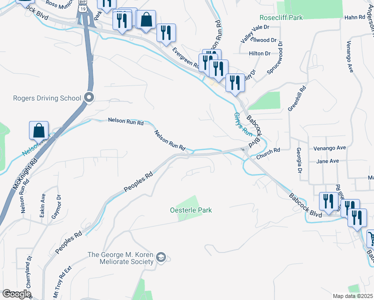 map of restaurants, bars, coffee shops, grocery stores, and more near 4653 Peoples Road in Pittsburgh