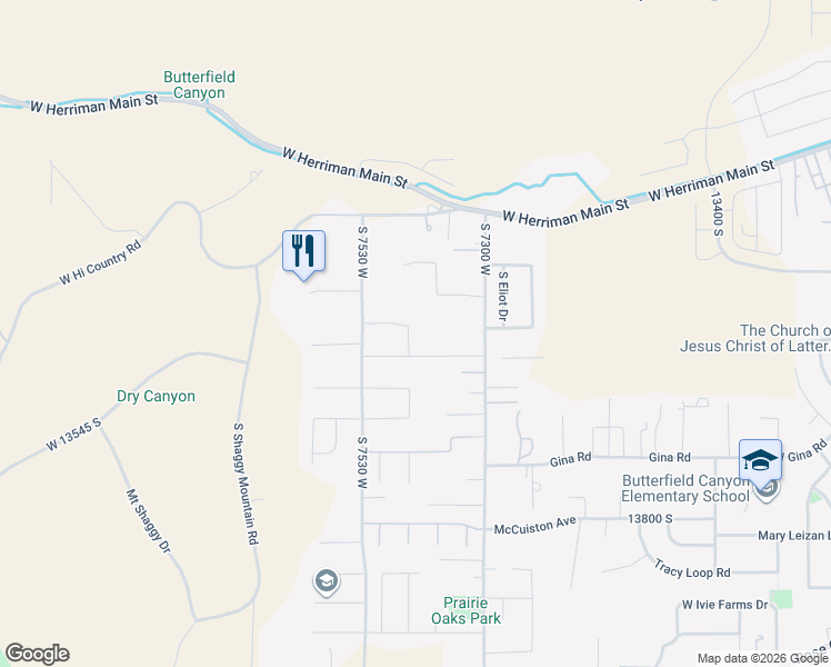 map of restaurants, bars, coffee shops, grocery stores, and more near 7467 Havana Lane in Herriman