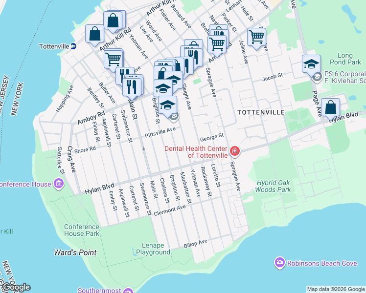 map of restaurants, bars, coffee shops, grocery stores, and more near 416 Yetman Avenue in Staten Island