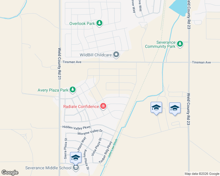 map of restaurants, bars, coffee shops, grocery stores, and more near 1276 Wild Basin Road in Severance