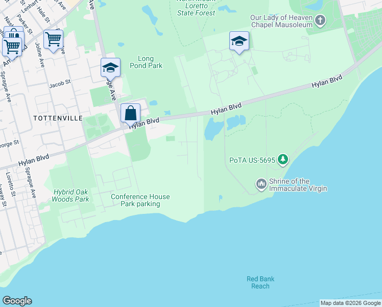 map of restaurants, bars, coffee shops, grocery stores, and more near 489 Butler Boulevard in Staten Island