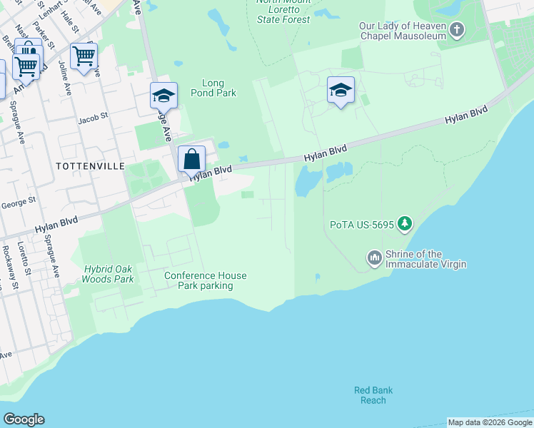 map of restaurants, bars, coffee shops, grocery stores, and more near 489 Butler Boulevard in Staten Island