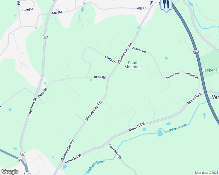 map of restaurants, bars, coffee shops, grocery stores, and more near 4688 Shimerville Road in Emmaus