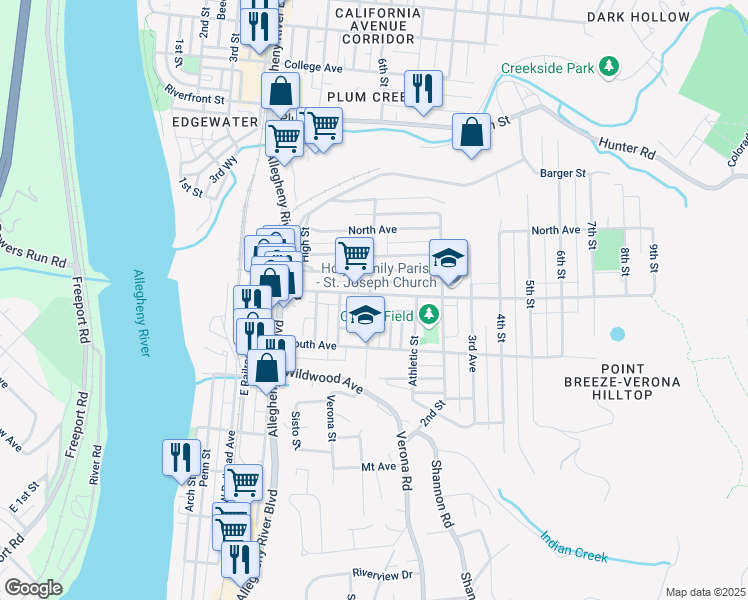 map of restaurants, bars, coffee shops, grocery stores, and more near 731 1st Street in Verona
