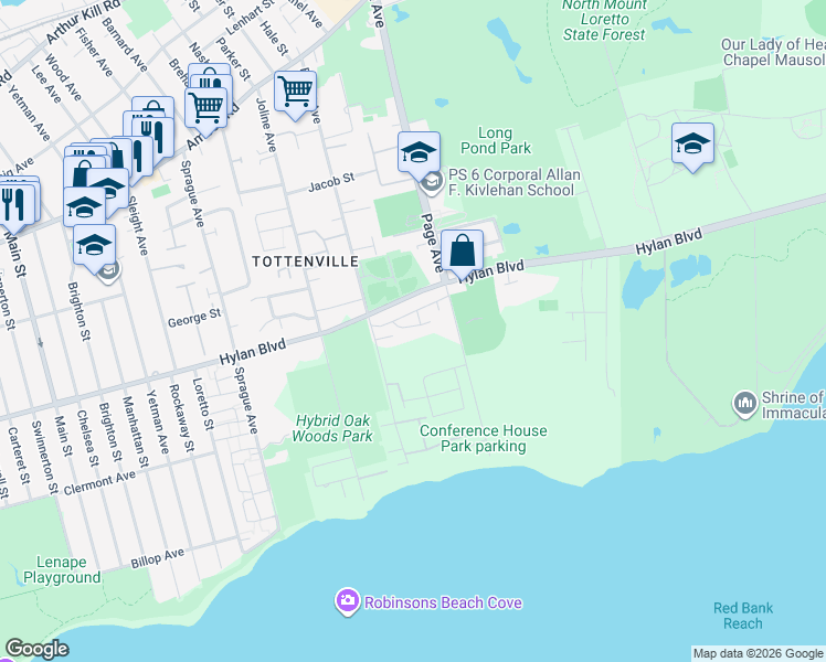 map of restaurants, bars, coffee shops, grocery stores, and more near 19 Nino Court in Staten Island