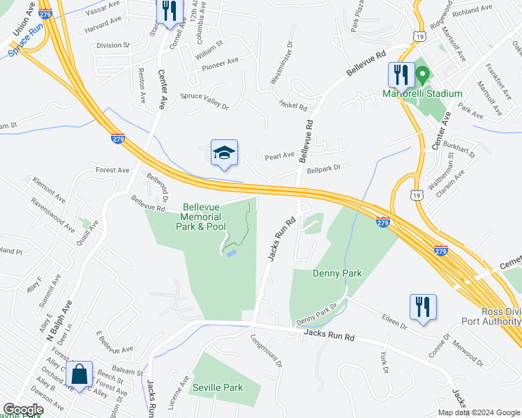 map of restaurants, bars, coffee shops, grocery stores, and more near 5 McIlrath Drive in Pittsburgh