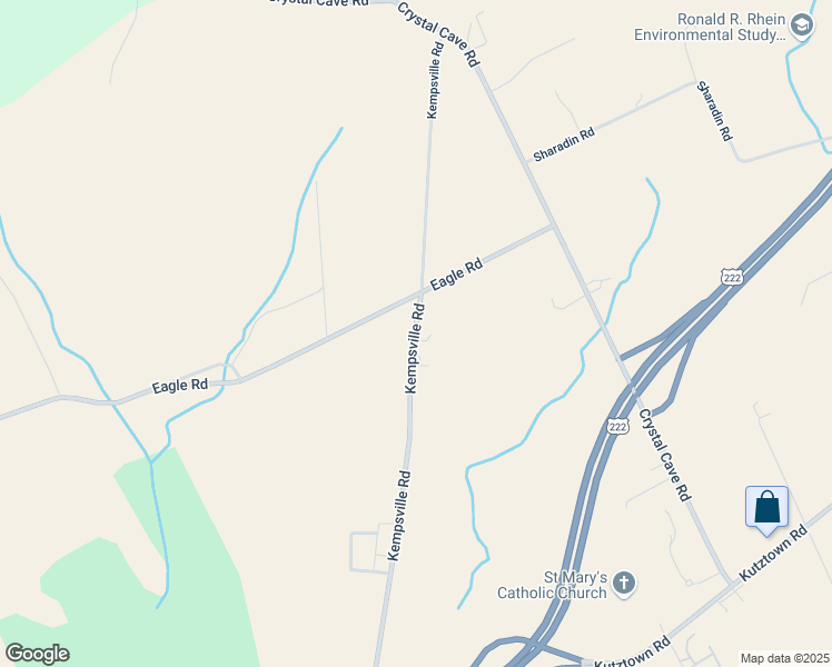 map of restaurants, bars, coffee shops, grocery stores, and more near 173 Kempsville Road in Kutztown