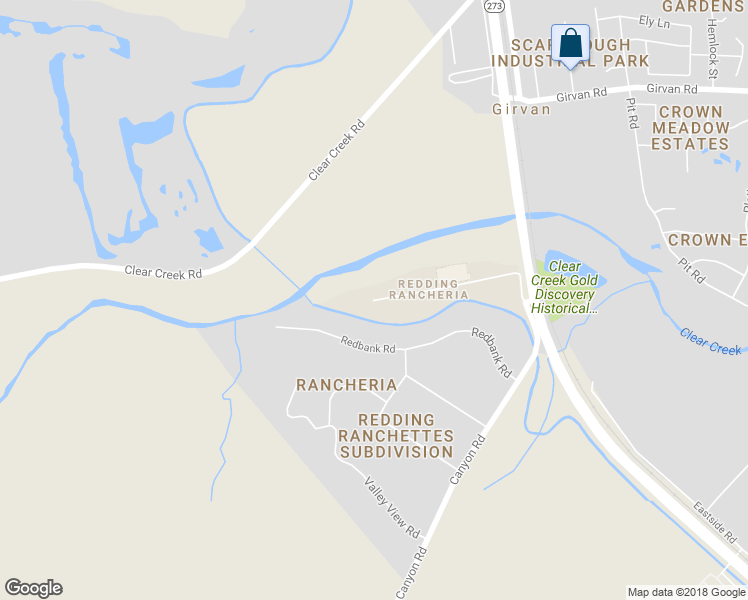 map of restaurants, bars, coffee shops, grocery stores, and more near 3014 Redding Rancheria Road in Redding