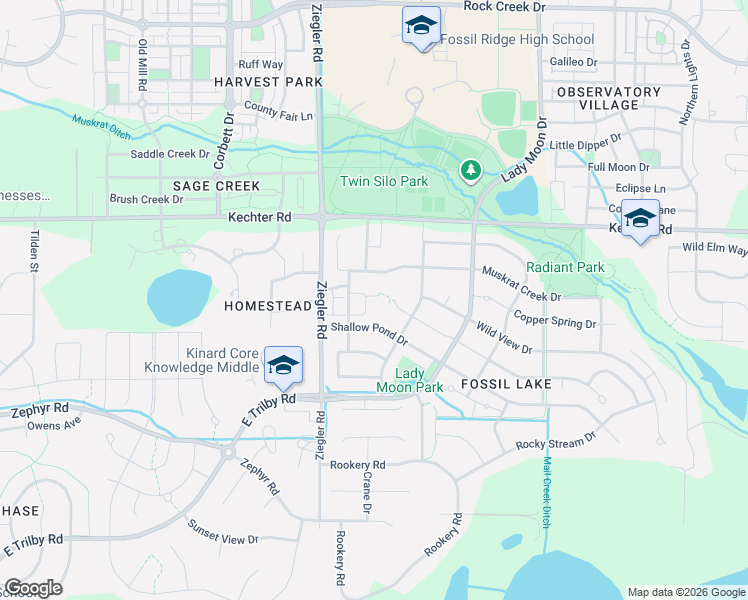 map of restaurants, bars, coffee shops, grocery stores, and more near 5850 Dripping Rock Lane in Fort Collins