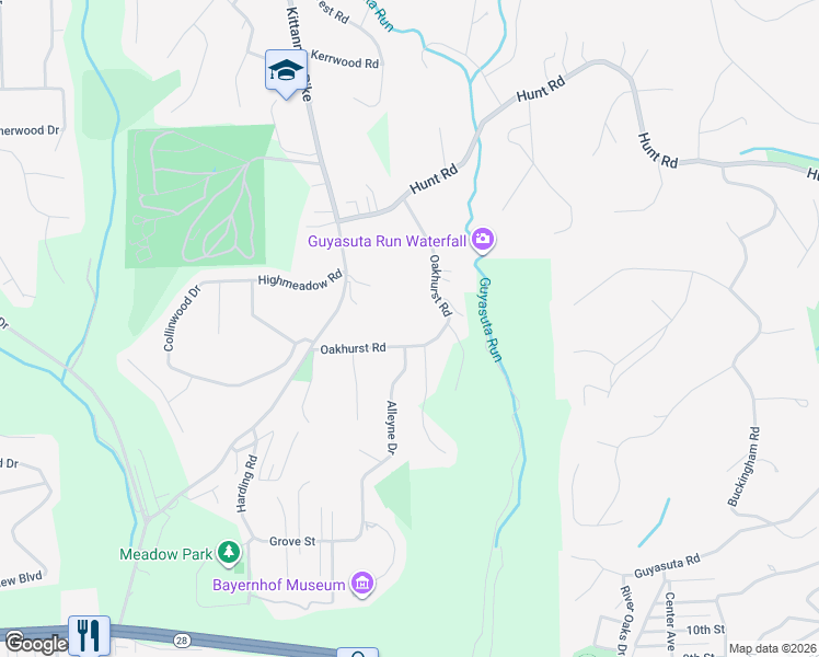 map of restaurants, bars, coffee shops, grocery stores, and more near 125 Oakhurst Road in Pittsburgh