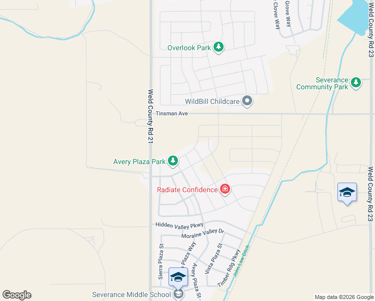 map of restaurants, bars, coffee shops, grocery stores, and more near 1085 Long Meadows Street in Severance