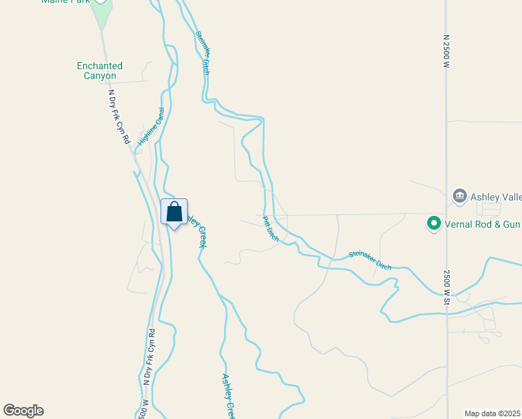 map of restaurants, bars, coffee shops, grocery stores, and more near 3042 West 3500 North in Vernal