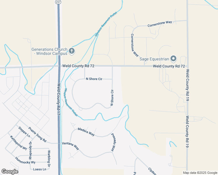 map of restaurants, bars, coffee shops, grocery stores, and more near 309 North Shore Circle in Windsor
