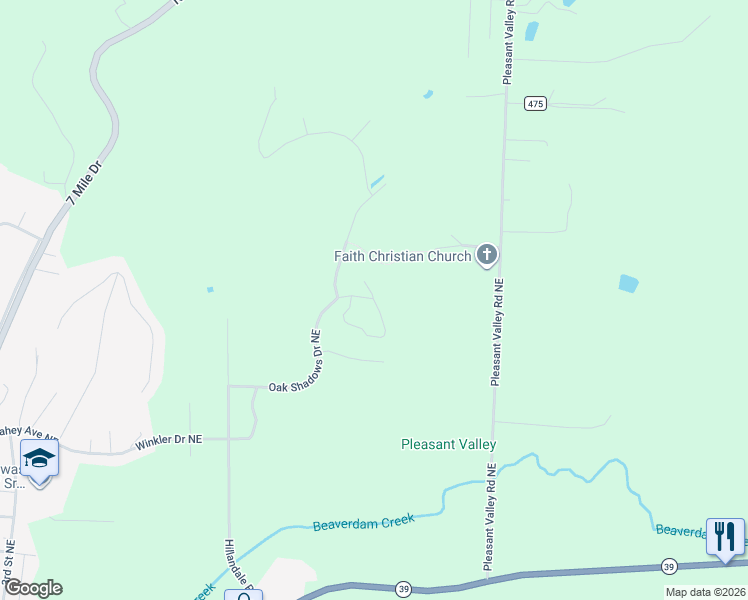 map of restaurants, bars, coffee shops, grocery stores, and more near 1164 Pine Bluff Dr NE in New Philadelphia