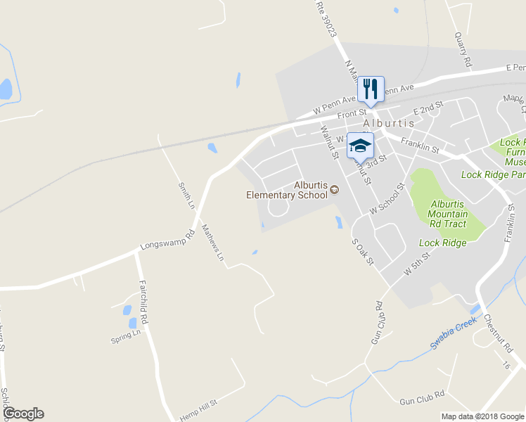 map of restaurants, bars, coffee shops, grocery stores, and more near 256 Ridgeview Drive in Alburtis