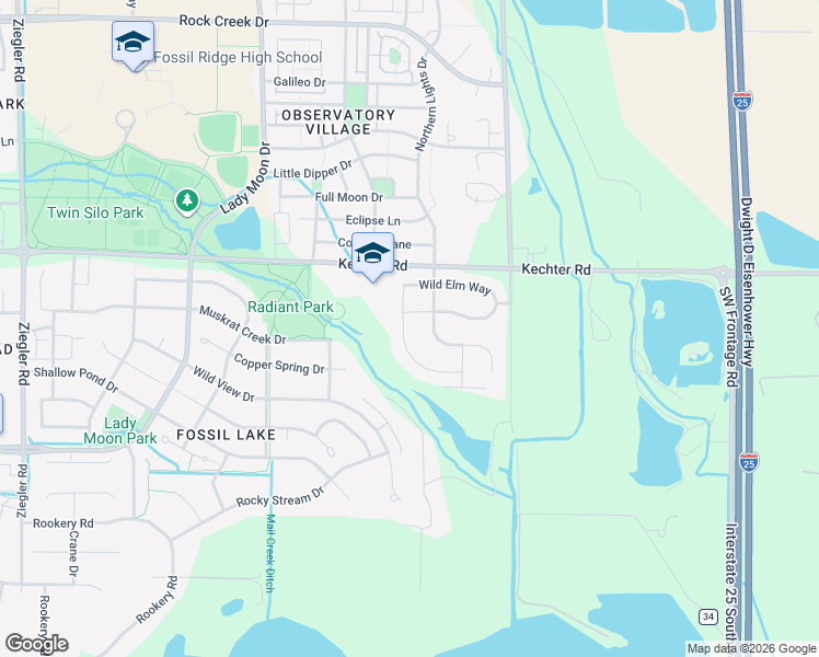 map of restaurants, bars, coffee shops, grocery stores, and more near 3806 Oak Shadow Way in Fort Collins