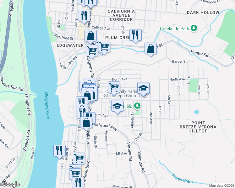 map of restaurants, bars, coffee shops, grocery stores, and more near 834 1st Street in Verona