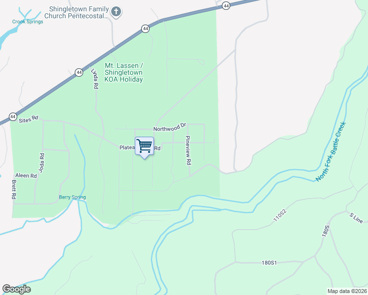 map of restaurants, bars, coffee shops, grocery stores, and more near 33313-33442 Plateau Pines Rd in Shingletown