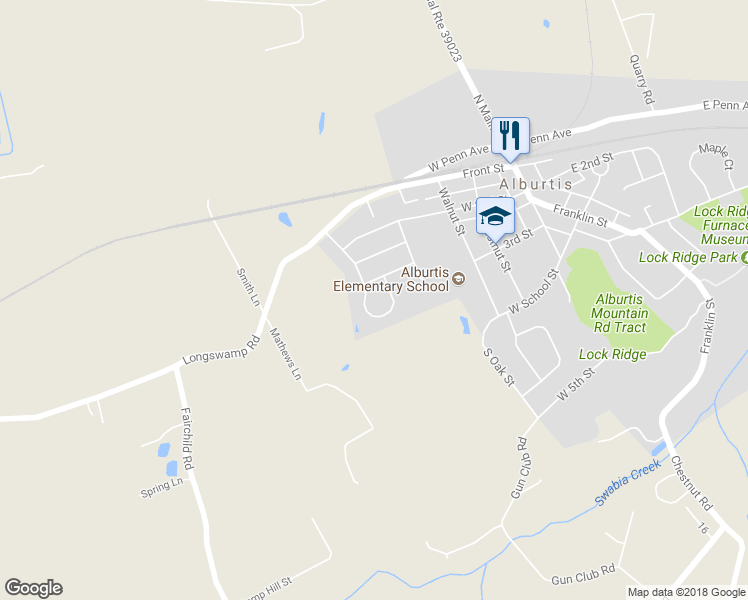 map of restaurants, bars, coffee shops, grocery stores, and more near 255 Ridgeview Drive in Alburtis