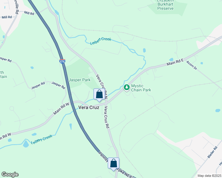 map of restaurants, bars, coffee shops, grocery stores, and more near 5515 Vera Cruz Road North in Emmaus