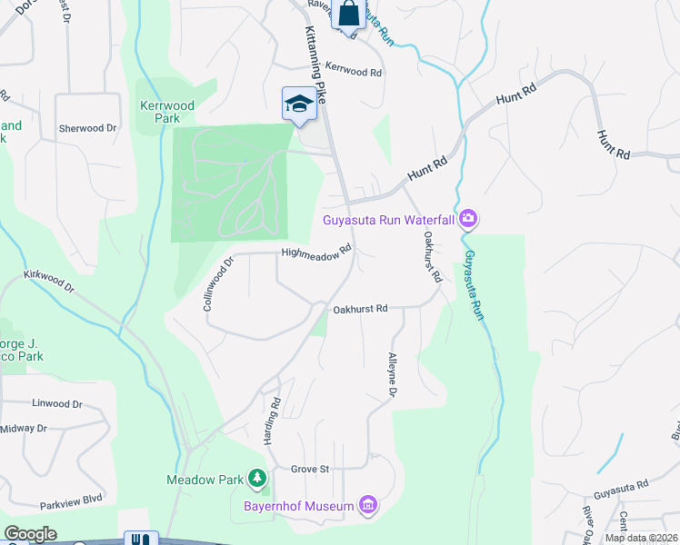 map of restaurants, bars, coffee shops, grocery stores, and more near 253 Kittanning Pike in Pittsburgh