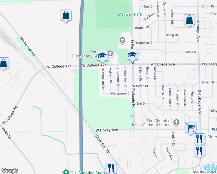 map of restaurants, bars, coffee shops, grocery stores, and more near 116 Sheringham Drive in Normal