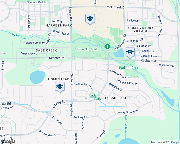 map of restaurants, bars, coffee shops, grocery stores, and more near 3235 Muskrat Creek Drive in Fort Collins