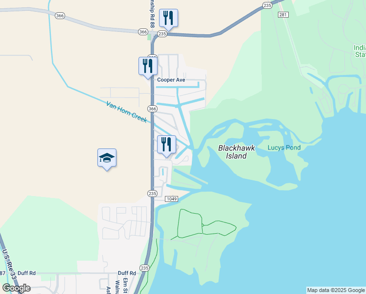 map of restaurants, bars, coffee shops, grocery stores, and more near 10631 Horseshoe Channel Drive in Lakeview
