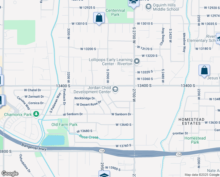 map of restaurants, bars, coffee shops, grocery stores, and more near 13421 South Warner Way in Riverton