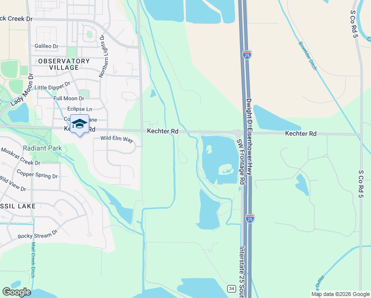 map of restaurants, bars, coffee shops, grocery stores, and more near 4225 County Road 36 in Fort Collins