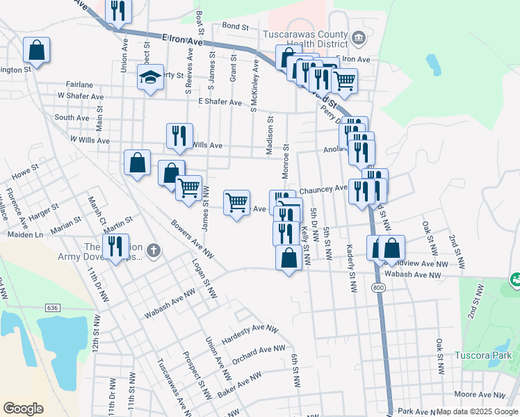 map of restaurants, bars, coffee shops, grocery stores, and more near 139-199 Fillmore Avenue in Dover