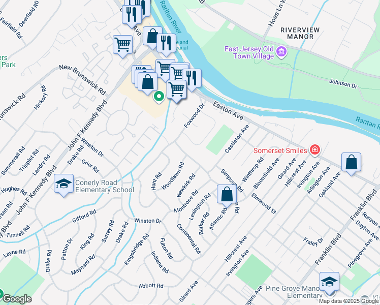map of restaurants, bars, coffee shops, grocery stores, and more near 67 Appleman Road in Franklin Township