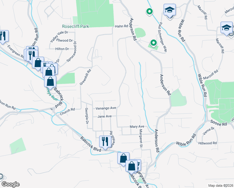 map of restaurants, bars, coffee shops, grocery stores, and more near 786 Venango Avenue in Pittsburgh