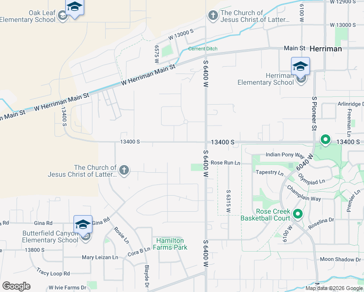 map of restaurants, bars, coffee shops, grocery stores, and more near 6503 13400 South in Herriman