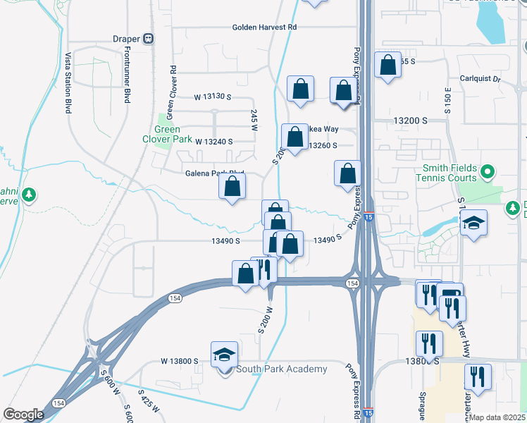 map of restaurants, bars, coffee shops, grocery stores, and more near 13436 South 200 West in Draper