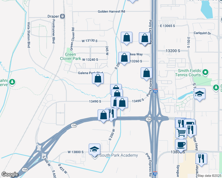 map of restaurants, bars, coffee shops, grocery stores, and more near 13401 South 200 West in Draper
